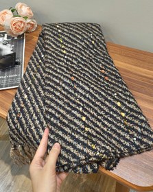 تصویر شال موهر خطی - مشکی 