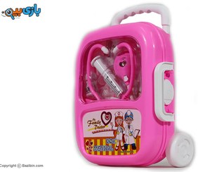 تصویر ست اسباب بازی تجهیزات پزشکی چرخ دار مدل باطری خور Wheeled medical equipment toy set, battery-powered model