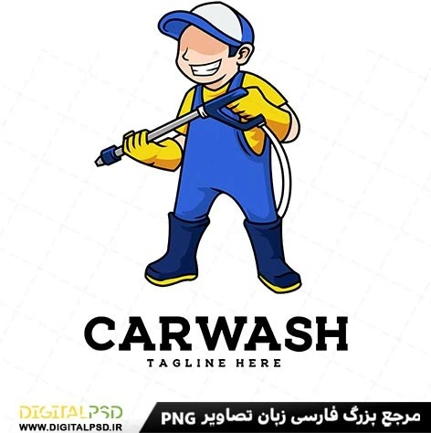 خرید و قیمت دانلود وکتور آدمک کارواش با لباس فرم آبی | ترب