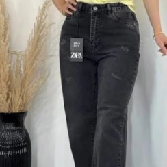 تصویر شلوار نیم بگ زنانه زارا جین شست شده باکیفیت سایز ۴۰ ۴۴ ۴۶ ۴۸ ۵۰ 