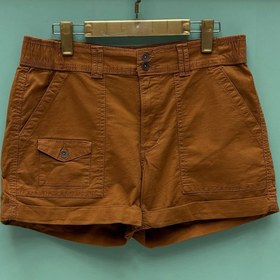 تصویر شلوارک کتان کمر کش دارچینی 