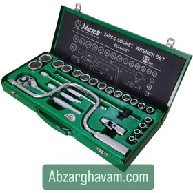 تصویر جعبه بکس هنس 24 پارچه ا 4624-6MT- Socket Wrench Set- 1/2 | پسکرایه 