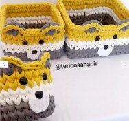 تصویر سبد سیسمونی تریکو و نظم دهنده اتاق کودک طرح خرس مجموعه ۳ عددی 