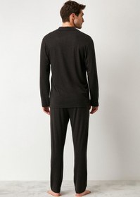 تصویر ست لباس راحتی مردانه سیاه برند nautica M418 ا Premium Gömlek Pijama Takım Premium Gömlek Pijama Takım