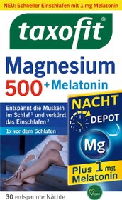 تصویر منیزیم 500mg شب همراه با ملاتونین 1mg تاکسوفیت TAXOFIT Magnesium 500 Nacht + Melatonin Depot