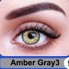 تصویر لنز چشم رنگی نیوویژن طوسی آمبره دور مشکی وسط عسلی AMBER GRAY3 