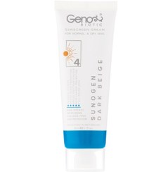 تصویر ضد آفتاب رنگی سانوژن مناسب پوست خشک و معمولی ژنو بایوتیک 04-بژ تیره Geno Biotic Tinted Sunscreen Cream Spf50 For Dry Skin