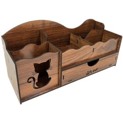 تصویر استند لوازم آرایشی اف جی کات مدل کشویی طرح گربه کد 10 - کرم 