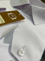 تصویر پیراهن آستین بلند پارچه دوشین سفید ضد چروک - سفید / 