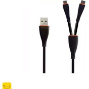 تصویر کابل شارژر دوکاره usb به تایپسی و میکرو برند itel مدل X21 