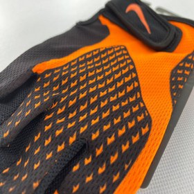 تصویر دستکش بدنسازی نایکی مدل Nike Bodybuilding Gloves New 2024| مشکی نارنجی 