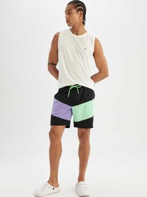 تصویر DeFactoFit Regular Fit Baskılı Esnek Dokulu Kısa Boy Deniz Şortu B5998AX24HS 