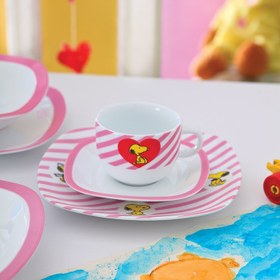 تصویر سرویس چینی زرین 1 نفره کودک اسنوپی صورتی (5 پارچه) Zarin Iran Quattro Pink-Snoopy 5 Pieces Porcelain Kid Dinnerware Set