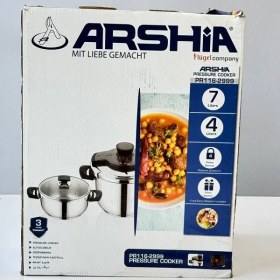 تصویر زودپز دوقلو روگازی عرشیا مدل PR116-1998 استیل ترک Arshia twin pressure cooker model PR116-1998