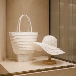 تصویر ست کیف و کلاه حصیری زنانه 