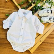 تصویر بادی یقه دار مجلسی آنیل سایز ۱۲ تا ۱۸ ماه 