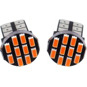 تصویر لامپ چراغ کوچک خودرو سام نارنجی 10SMD پایه آریایی فشاری بسته 2 عدی 