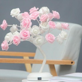 تصویر آباژور طرح گل رز سفید صورتی 