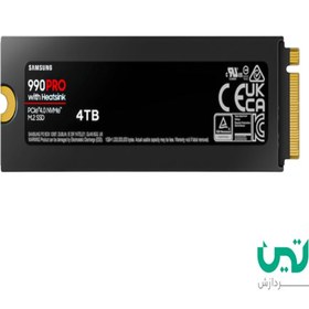 تصویر هارد اس اس دی اینترنال M.2 NVMe Samsung 990 Pro با ظرفیت 4 ترابایت و Heatsink 