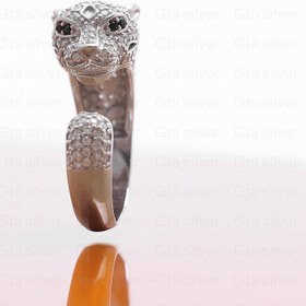 تصویر انگشتر طرح تایگر و ببر قالب تایلندی نقره عیار 925 کد 1543 کد 1 