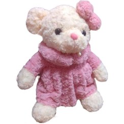 تصویر عروسک خرس لباس رزی صورتی 55 سانت Plush bear doll in pink Rosie dress
