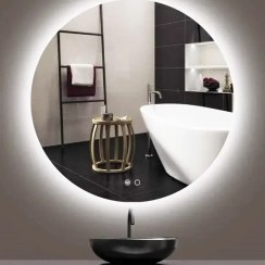 تصویر آینه دکوراتیو گرد نور مخفی 