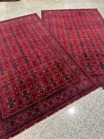 تصویر فرش دستباف جفت 6متری تمام کرک نقش قابی رنگ گیاهی 35رج کد 0500241 Handmade 6m carpet,All flok,Frame Design,Organic dyes code 0500241