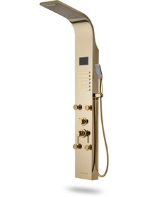 تصویر پنل دوش حمام آرامان مدل H استیل ۳۰۴ با رنگ طلایی براق 