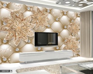 تصویر پوستر دیواری گل سه بعدی طرح گل های الماسی کد MT83700 