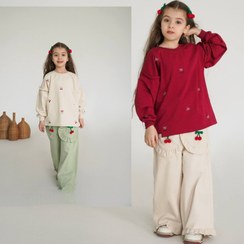 تصویر ست بلوز و شلوار دخترانه طرح گیلاسی 