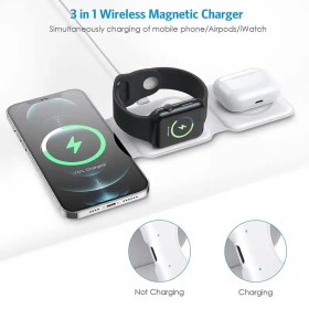 تصویر شارژر بی سیم مدل 3in1 magnetic wireless charger 