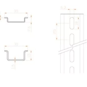 تصویر ریل تابلویی با ارتفاع 15 میلیمتری MOUNTING RAIL TH 35-15/S