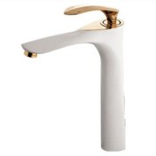 تصویر شیر روشویی پایه بلند البرز روز مدل لورنزا شیری طلایی AlborzRooz Top Standing Basin Faucet, Lorenza Milk-Gold