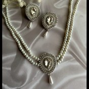 تصویر ست گوشواره و گردنبند جواهردوزی مرواریدی روژان 