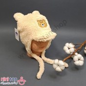 تصویر کلاه بچگانه گوشدار نقاب دار طرح خرس پولیشی 