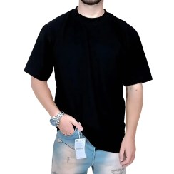 تصویر تی شرت مردانه آستین سه ربع لش باکسی 