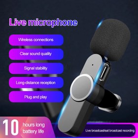 تصویر میکروفن یقه ای بی سیم Type-C و Lightning مدل k9 K9 Type C wireless microphone