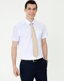 تصویر پیراهن آستین کوتاه مردانه یقه برگردان سفید پیرکاردین 