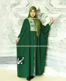 تصویر عبا سنتی ایرانی کرپ الیزه اعلا مدل رز سبز نجما - سبز / سایز Green Rose Abaya