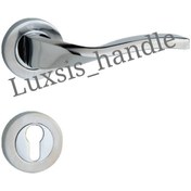 تصویر دستگیره دو تکه همراه با قفل و توپی - کروم (نقره ای) 