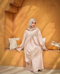 تصویر مانتو عبایی نگین دار کرپ 