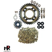 تصویر ست دنده زنجیر فولادی هوندا ۱۰۲ دانه با پیچ طبق و بوش توپی 