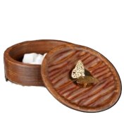 تصویر قندان درب دار چوبی طلایی پروانه برند آساگالری مدل11523 Asagallery golden butterfly wooden lidded sugar cane model 11523