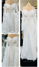 تصویر لباس عروس مدل ماهی دو دامنه Bellaflora - اجاره two piece fish wedding dress