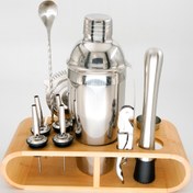 تصویر ست شیکر کوبلر 12 تکه استیل با استند چوبی کد 102 (یک عددی) 