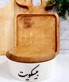 تصویر ظروف سرامیکی درب چوبی 