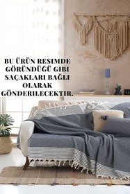 تصویر روکش مبل آبی 170 × 210 سانتی متر Bergama Indigo Buldan کاناپه روتختی پنبه ای Lux Touch 