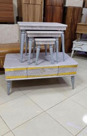 تصویر میز جلومبلی عسلی ۴ عددی کشودار شیک 