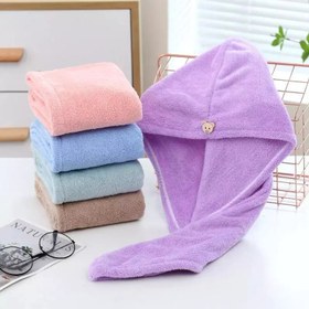 تصویر حوله سر کلاهی میکروفایبر وارداتی Hair Microfibre Towel Cap 