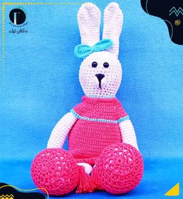 تصویر عروسک بافتنی دست ساز خرگوشک دختر 45سانتي متري 